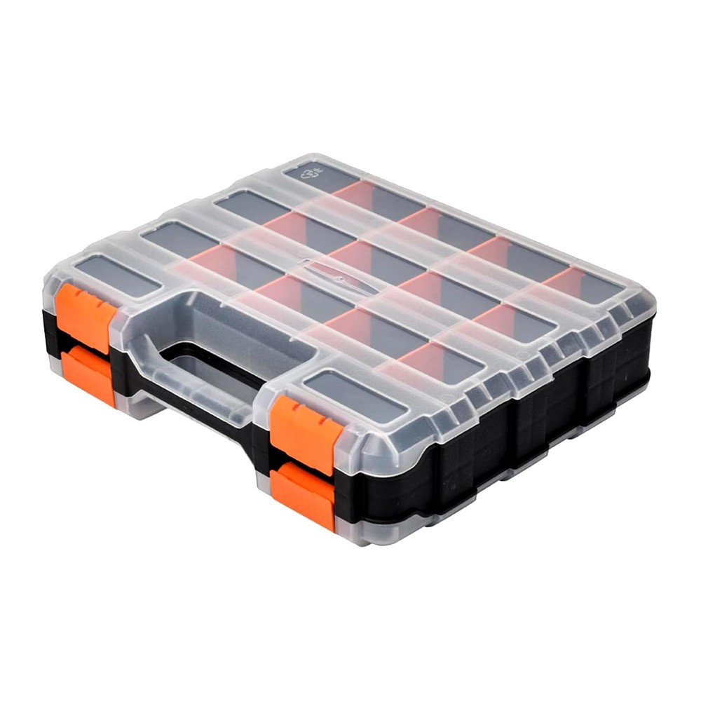 Small Parts Organizer, 34-Compartments Hardware Organizer Box, 1 Pack, Orange