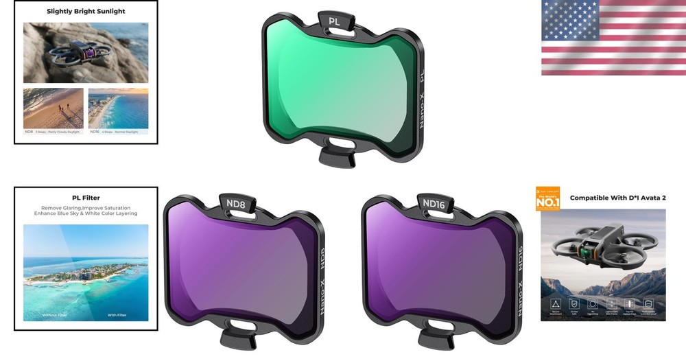 Avata 2 Drone Optical Glass Filters - 3 Pack