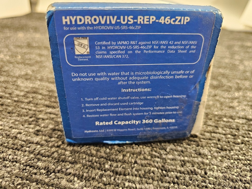 Hydroviv HYDROVIV-US-REP-46cZIP Under Sink Water Filter Replacement