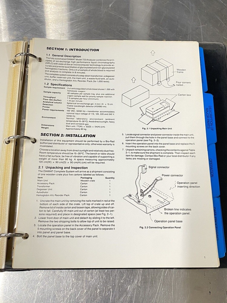 Bio rad Diamat Hemoglobin Analyzer Syst- Users Guide / Instruction Book / Manual