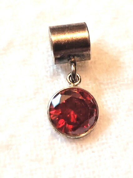 925 Sterling Silver Birthstone Bead Charm Dangle Ruby