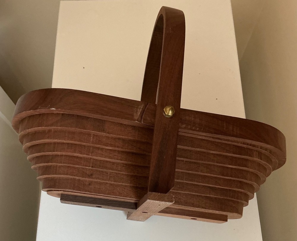 Deep Spring Collapsible Wooden Basket Signed