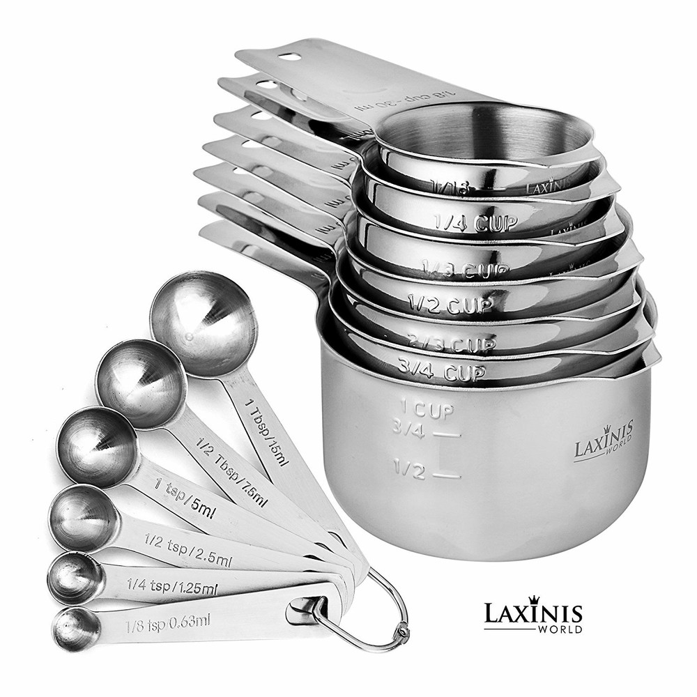 7 Measuring Cups and 6 Measuring Spoons Sturdy & 18/8 Stainless Steel Stackable