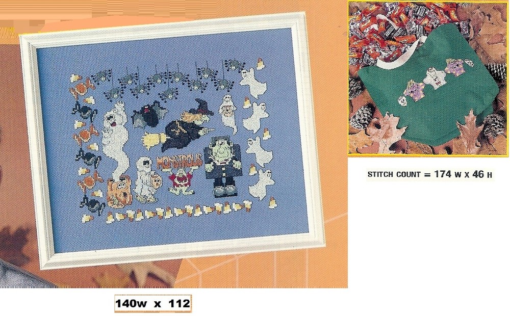 MONSTROUS FUN SAMPLER  CROSS  STITCH   PATTERN ONLY   PY - UYE
