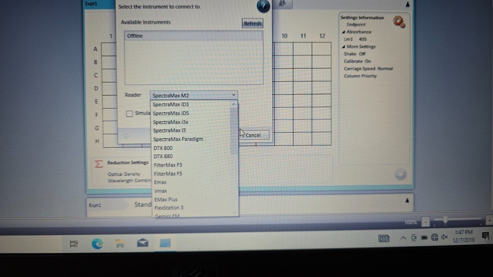 Molecular Devices Microplate readers SoftMax Pro 7.1.2 software Laptop
