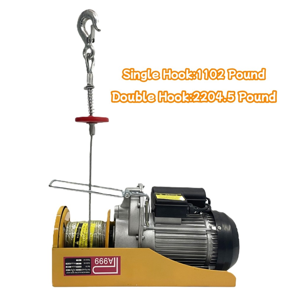 220V 1800W Multi-function Electric Hoist Mini Wire Rope Winch Steel Wire Block