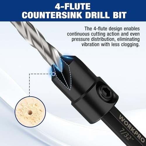 5PCS Countersink Drill Bit Set #4 to #12 M2 HSS 4-Flute Design Adjustable + Key