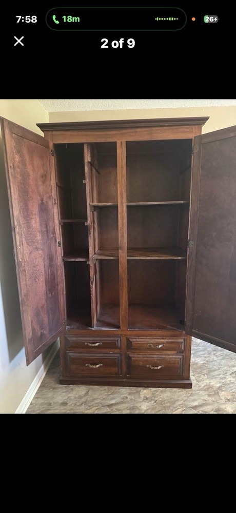 Vintage Handmade Armoire Solid Wood