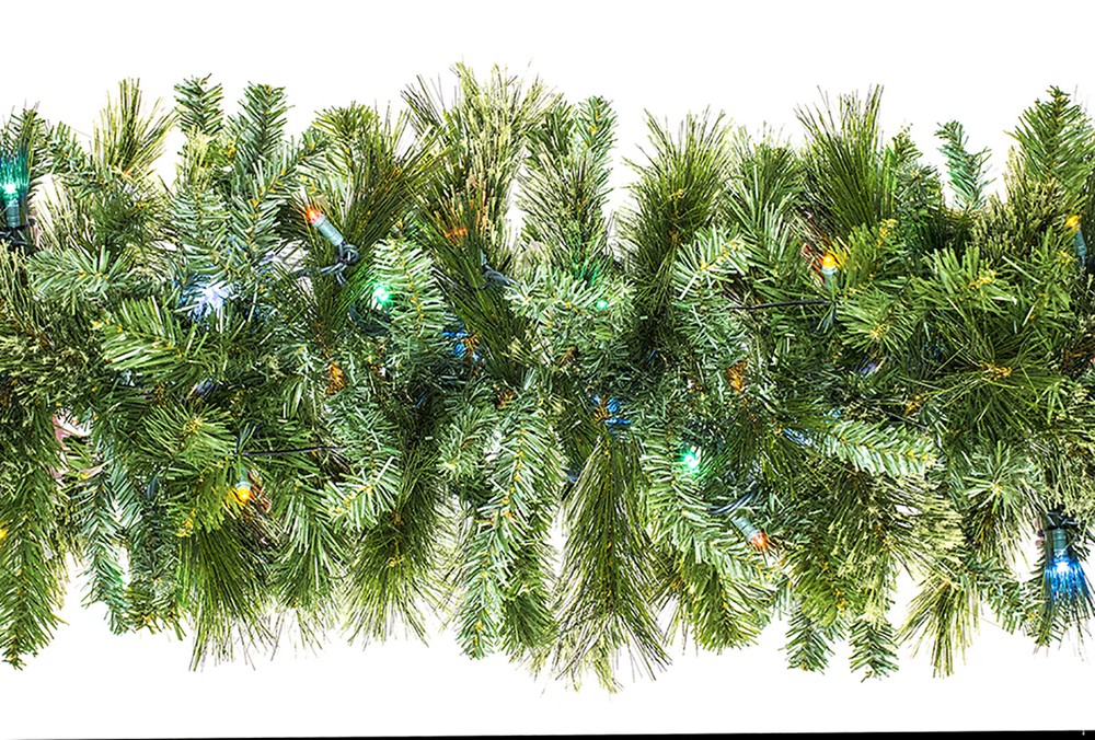 9' Mixed Blend Garland with Multicolor LED Lights