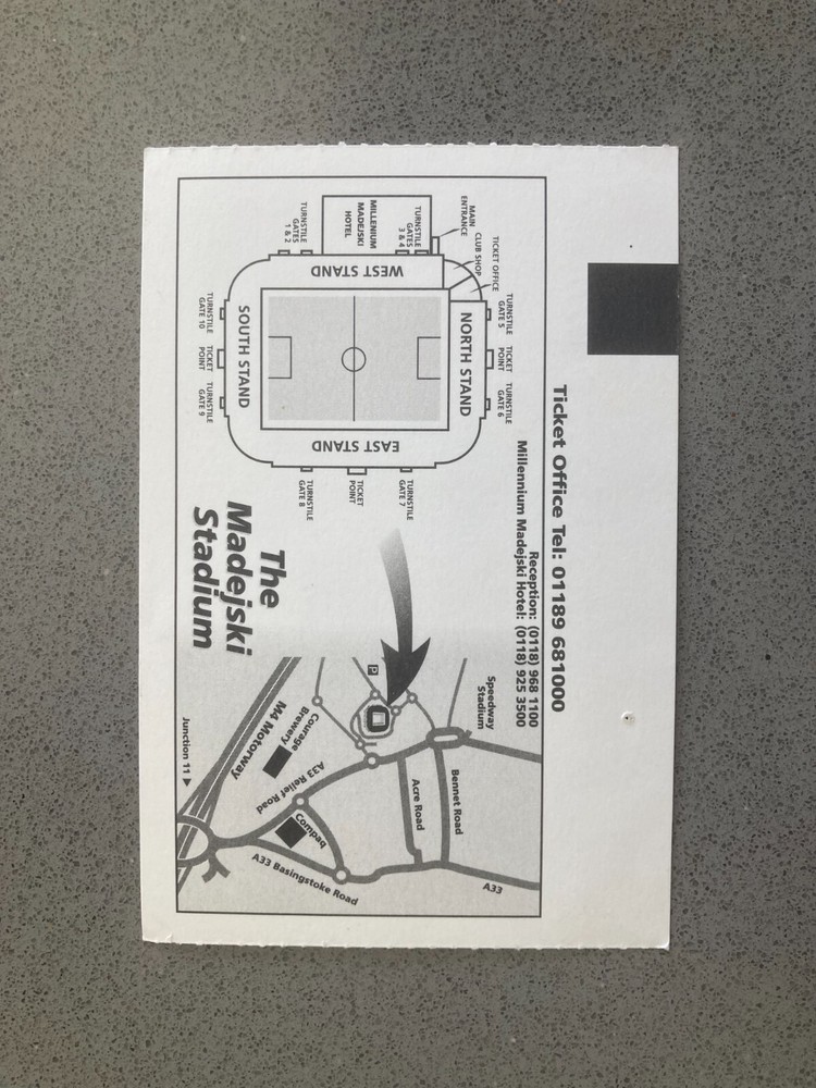 Reading v Southampton 2003-04 Match Ticket