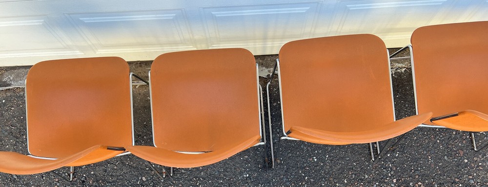 4 VINTAGE MAX-STACKER CHAIRS STACKABLE STEEL-CASE ORANGE & CHROME Give Inc