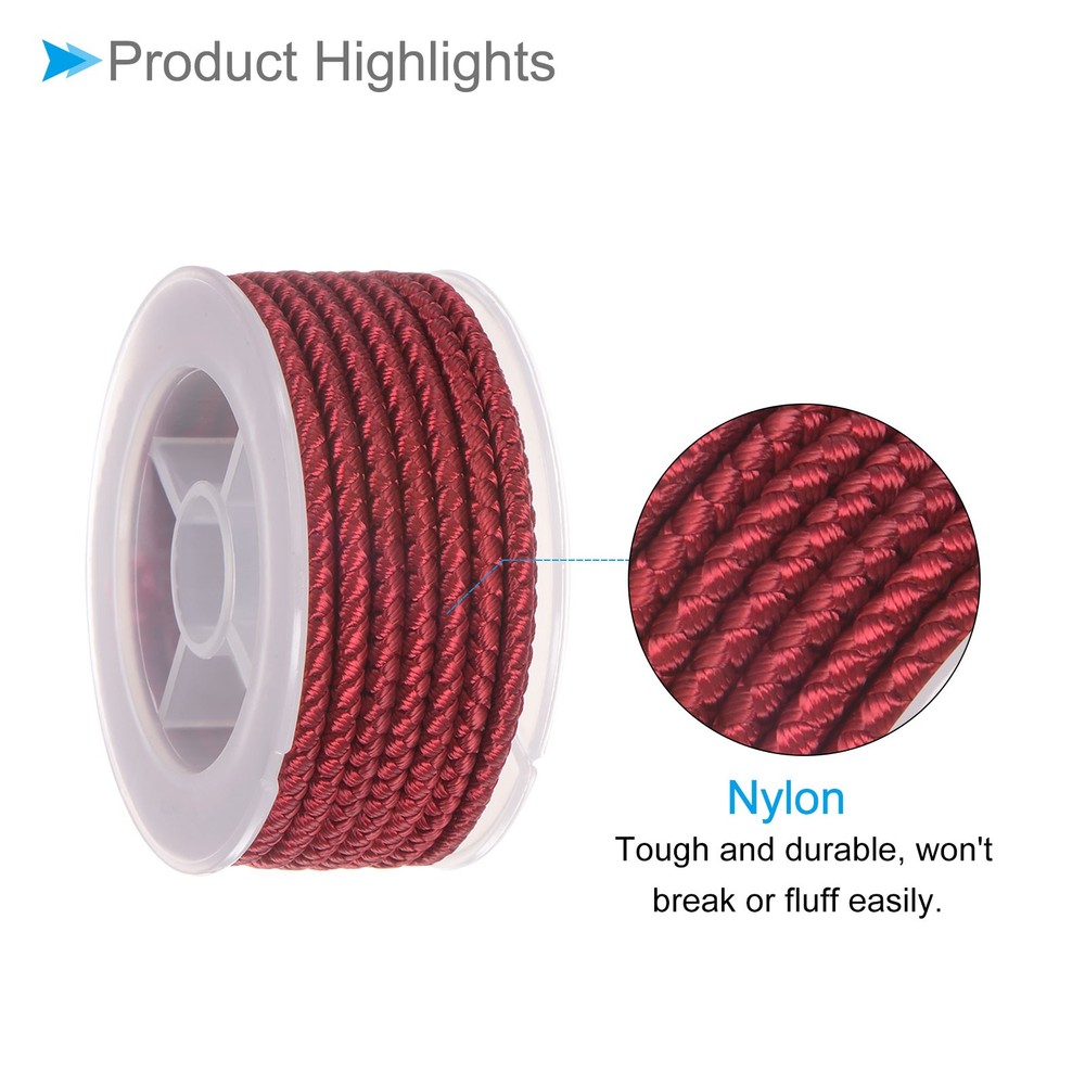 Nylon Thread 4mm 3.2m String for DIY Craft Dark Red