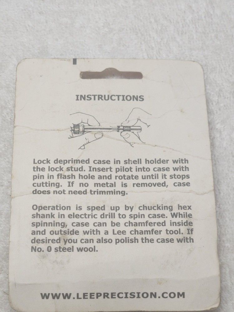 Lee Precision Cutter & Lock Stud Case Trimmer – 1/4" Shank – Reloading Tool NOS