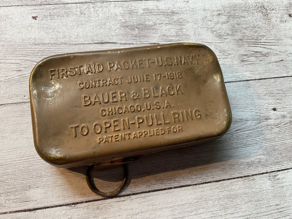 ORIGINAL WWI CLEAN BAUER USN FIRST AID PACKET 1918 SEALED