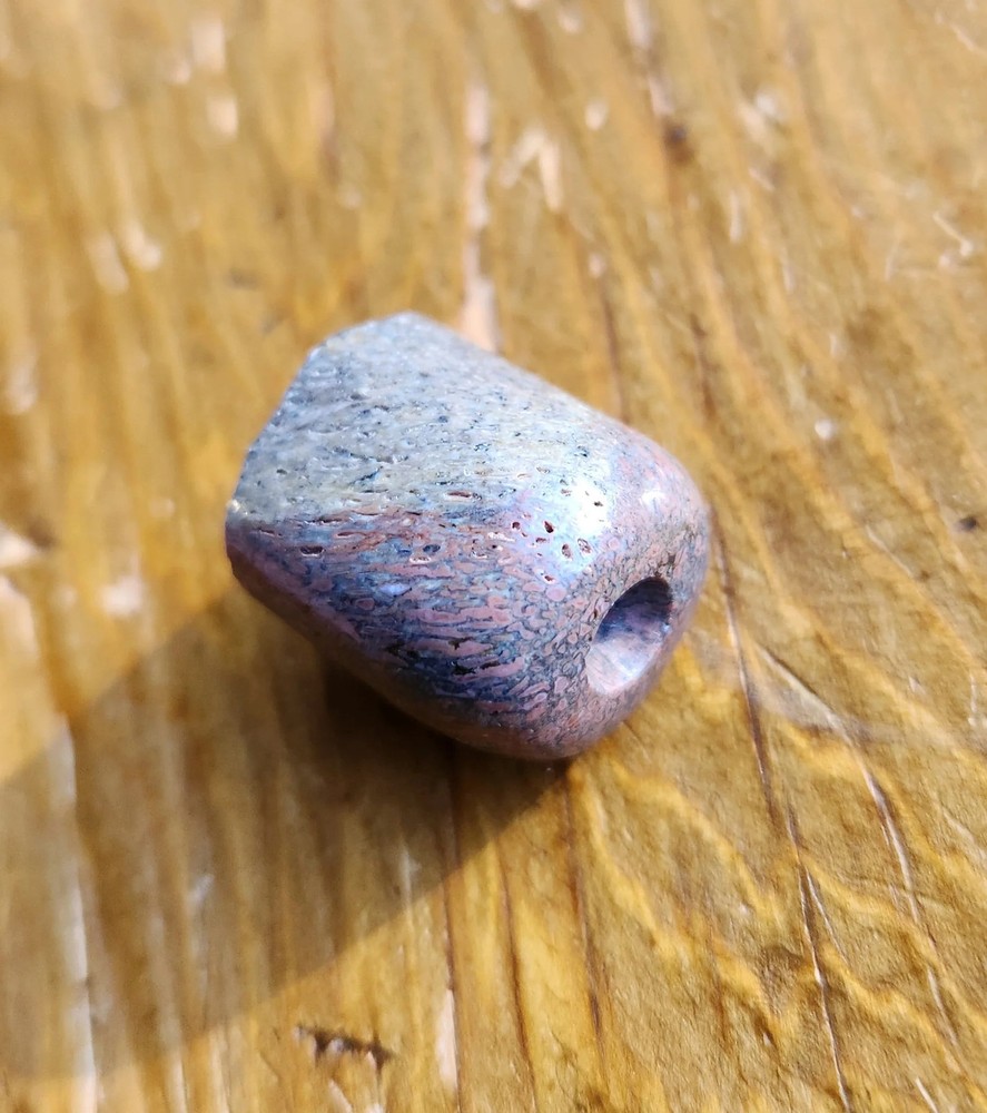 Large live edge dinobone gembone bead
