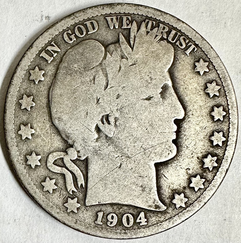 1904 S BARBER SILVER HALF DOLLAR