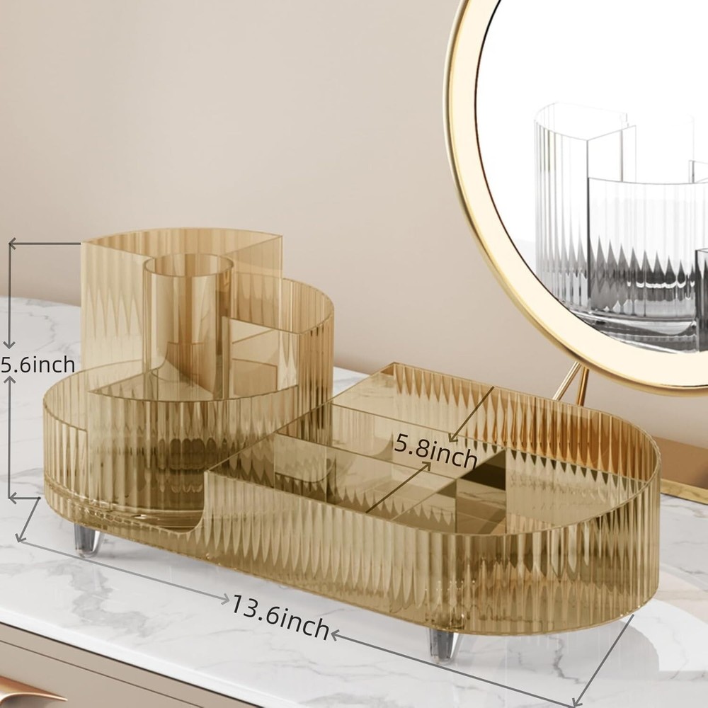 Eco-Friendly 360° Rotating Makeup Organizer - Large Capacity & Polished Finish