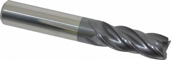Accupro 3/8" Diam 4 Flute Single End Solid Carbide 0.015" Chamfer Width Corne...