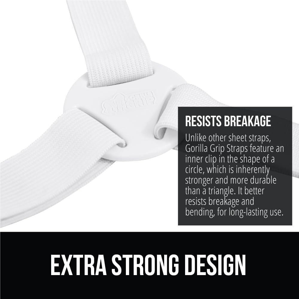 GORILLA GRIP Patent Pending Bed Sheet Holders, Adjustable Elastic Fasteners with