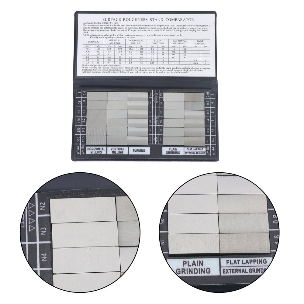 30Pcs Surface Roughness Comparator measure six processing methods Ra0.05-12.5mm