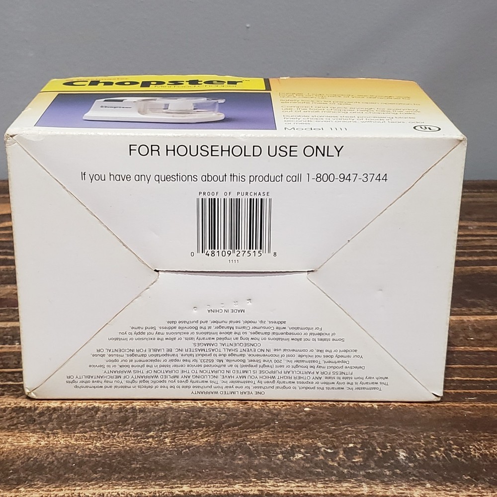 Toastmaster Chopster Personal Food Processor New Open Box