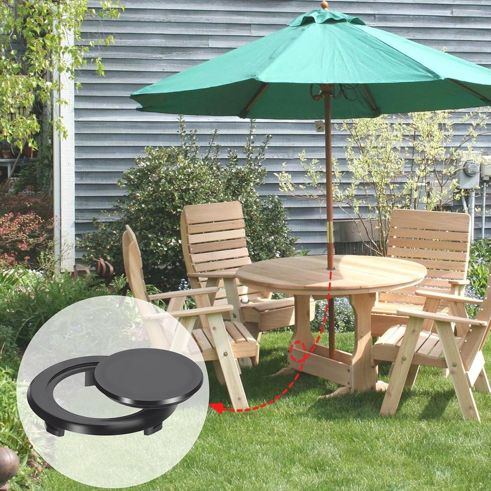 4 Pack Patio Table Umbrella Hole Ring and Cap Set, 4 Set