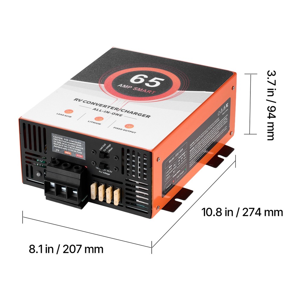 Uimoso 65 Amp RV Power Converter, 110V AC to 12V DC Battery Charger