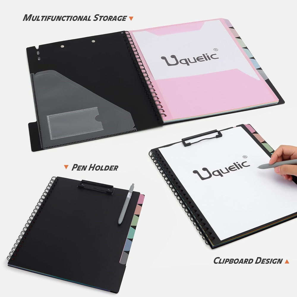 Clipboard with Folder Organizer, 12 Pockets Project Organizer - Refillable Li...