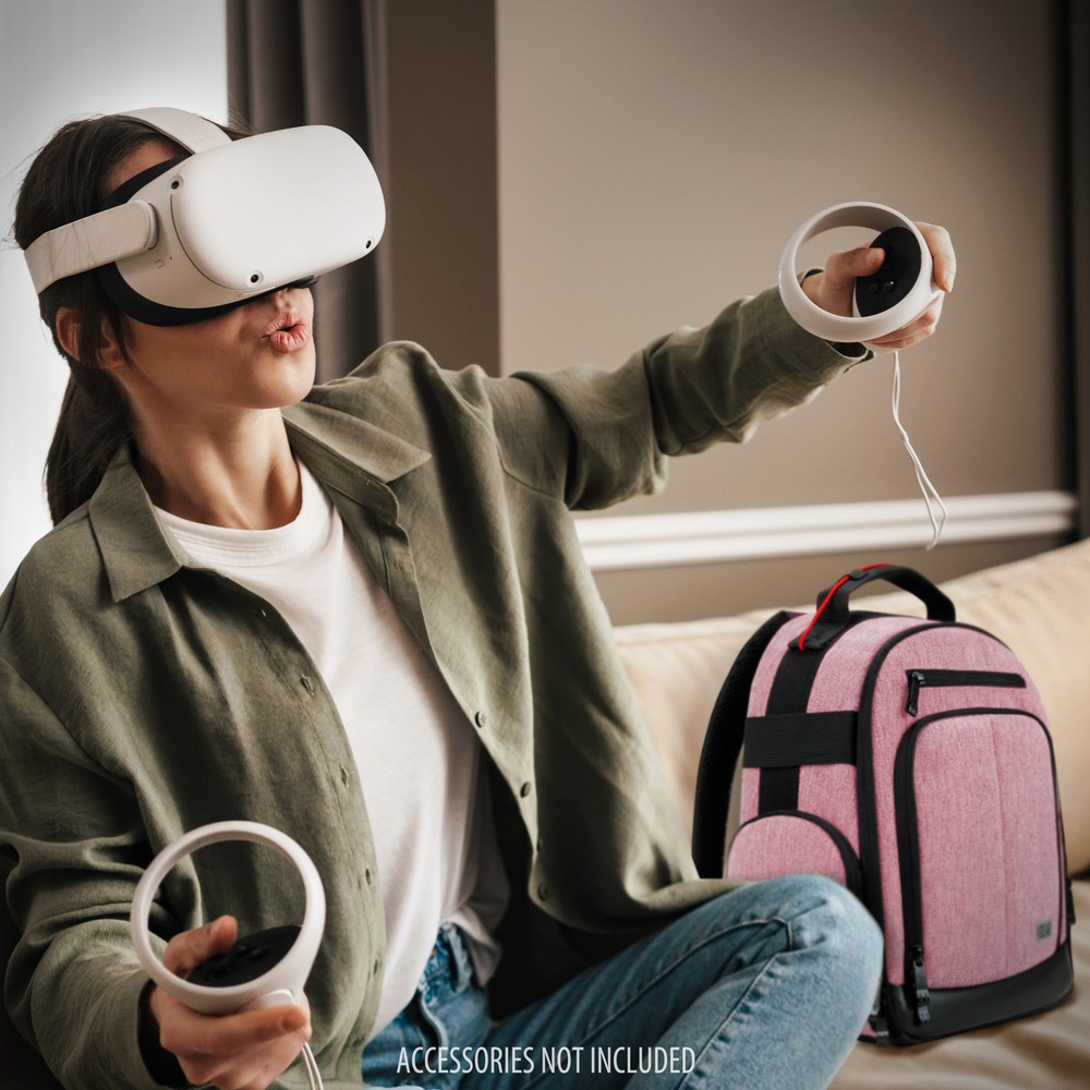 USA GEAR Backpack for VR Headset Compatible with Oculus Quest 2 Gaming Headset