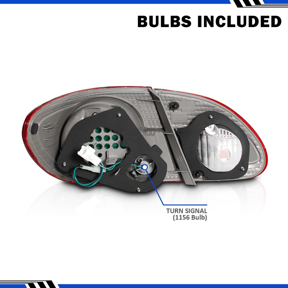 For 2003-2008 Toyota Corolla Red lens Replacement LED Tail Light Brake Lamp Pair