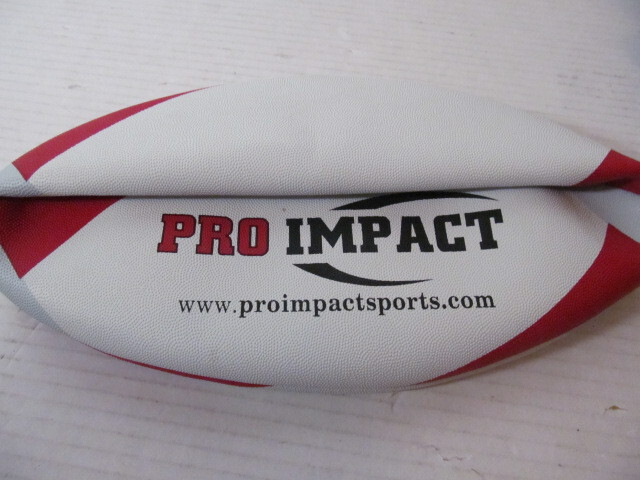 Pro Impact Match Rugby Ball, Size 5, White/Red/Gray