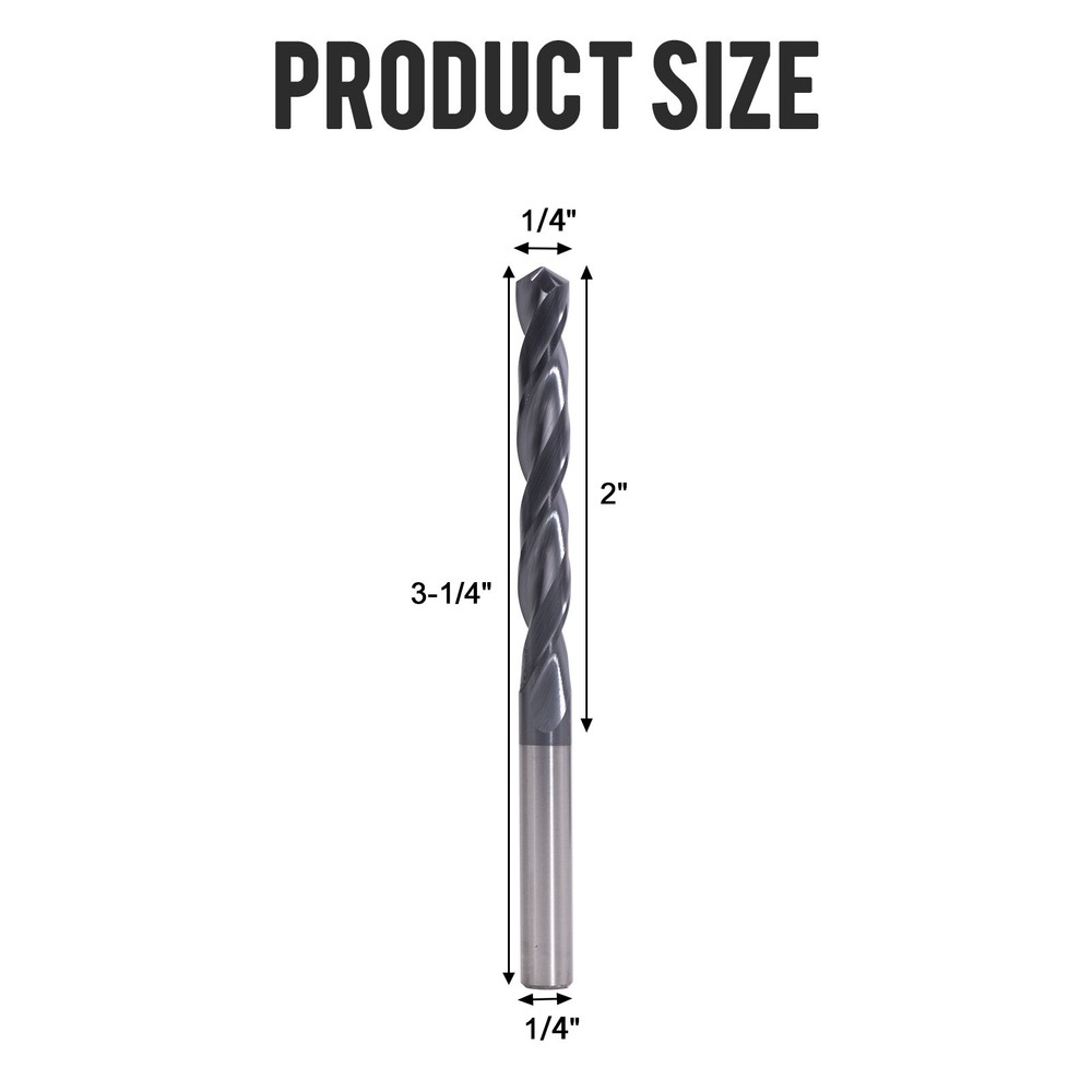 2Pcs 118° Point Angle 1/4"x2"x3-1/4" Solid Carbide Drill Bits - AlTiN Coated