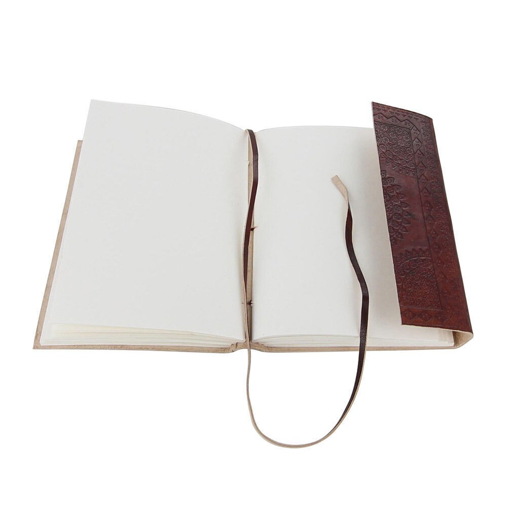 Medieval Circular Embossed Leather-Bound Blank Journal Diary - Vintage Notebook