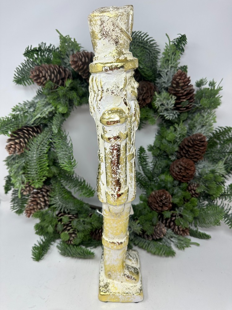 19" Whitewash Gold Nutcracker – Elegant Holiday Decor, Christmas Nutcracker, NEW