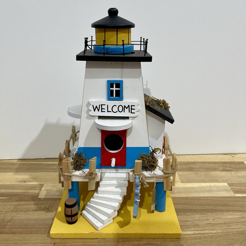 Wooden Birdhouse Lighthouse 11”x7”