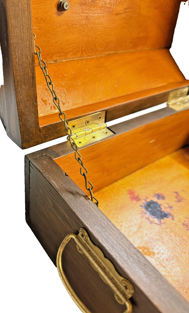 Wooden Shoe Shine Box with Latch Closure