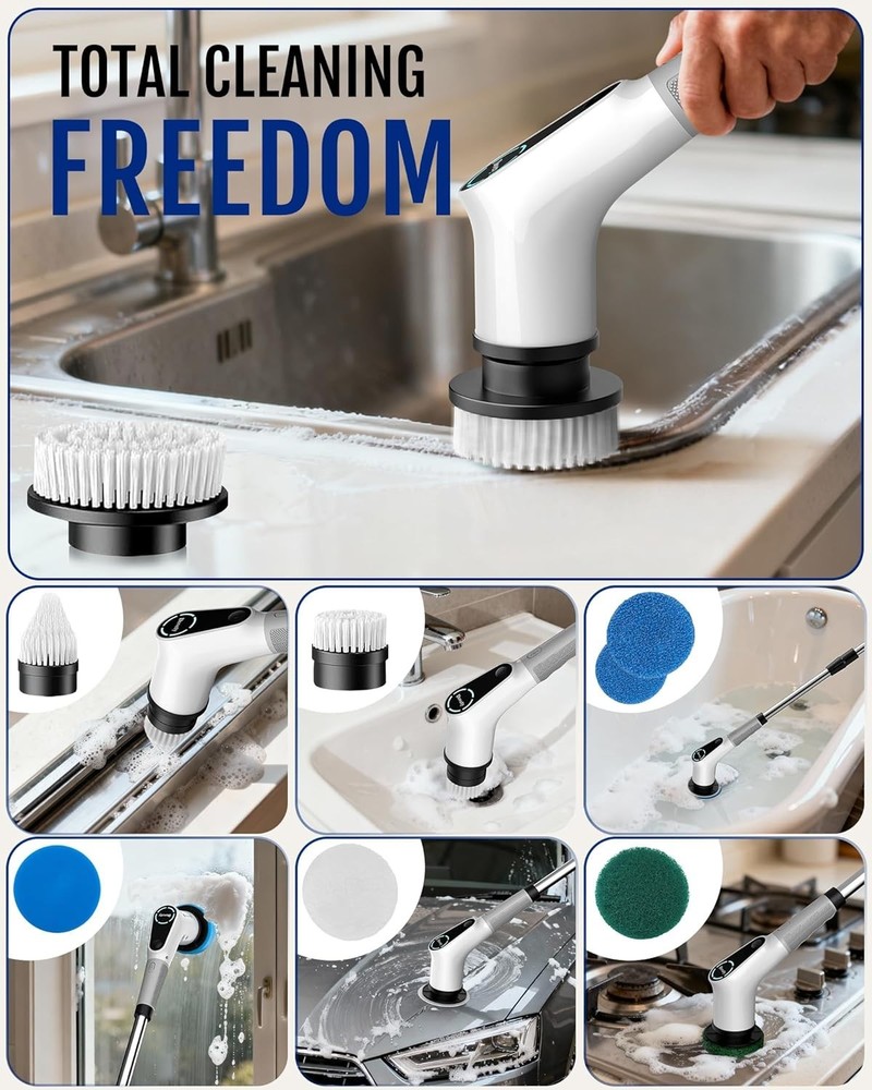 Electric Spin Scrubber for Easy Cleaning | 2-Speed, Extendable Handle Included