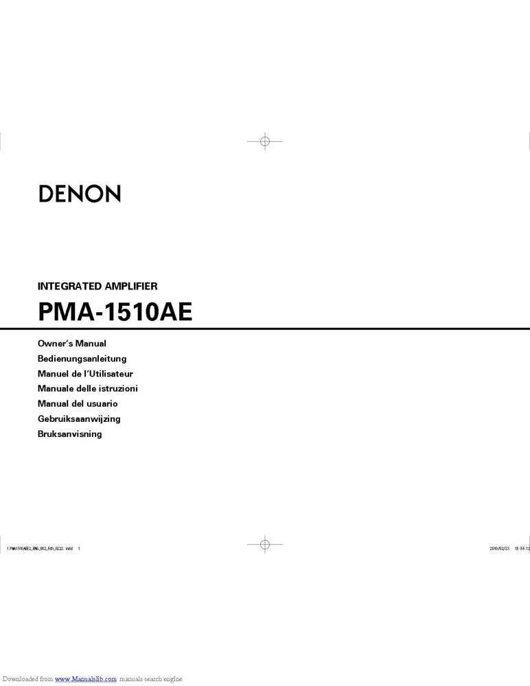 Denon PMA-1510AE Receiver Amplifier Owners Manual