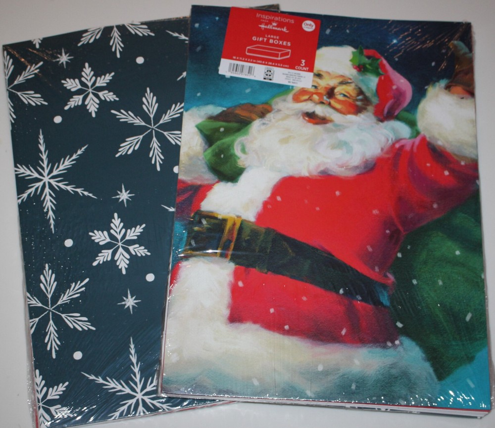 Hallmark Inspirations (6-PACK) Santa & Snowflake  Large Gift Boxes  16 x 11 x 2"