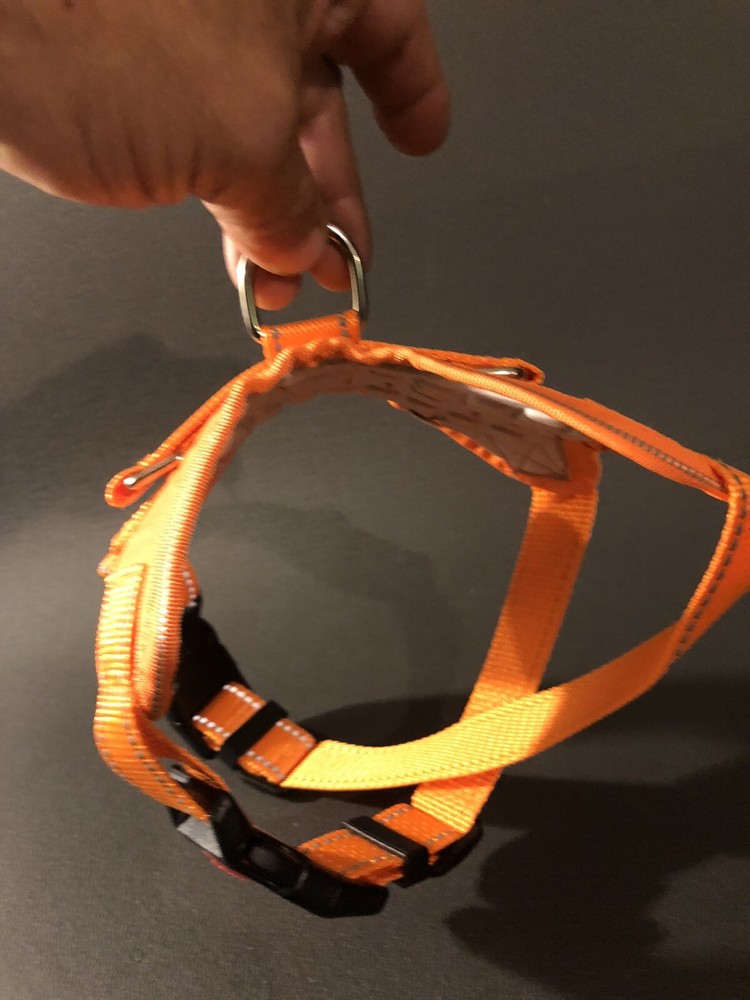 Ya-Us Orange Small Dog Harness Reflective Locking Clip Adjustable Padded