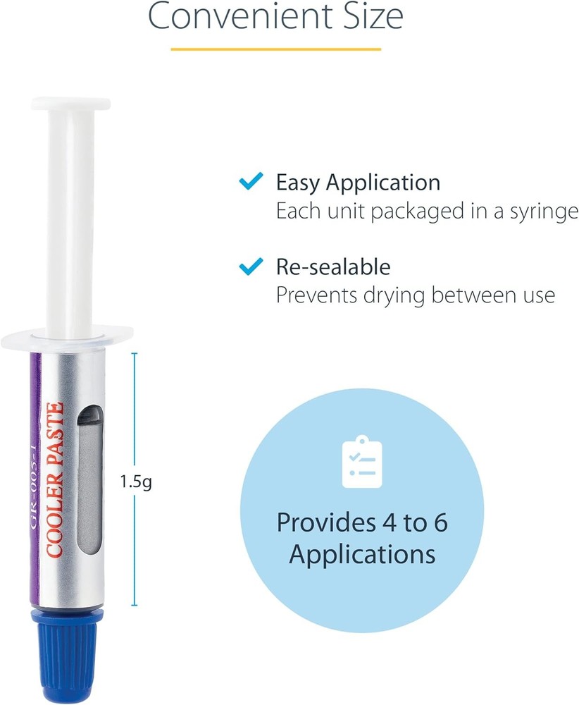StarTech.com Thermal Paste, Metal Oxide Compound, Re-sealable Syringe (1.5g), CP