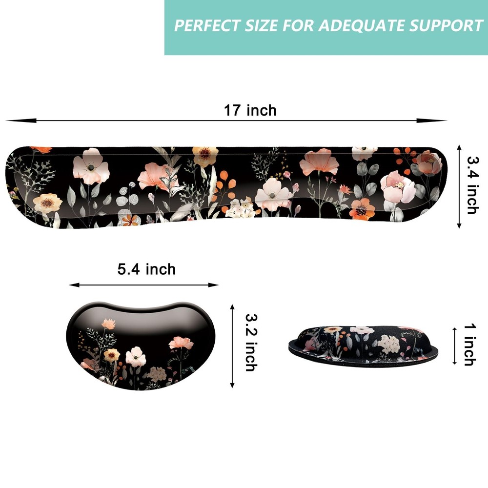 Keyboard Wrist Rest Mouse Wrist Support Set, Memory Foam Wrist Rest Pad for C...