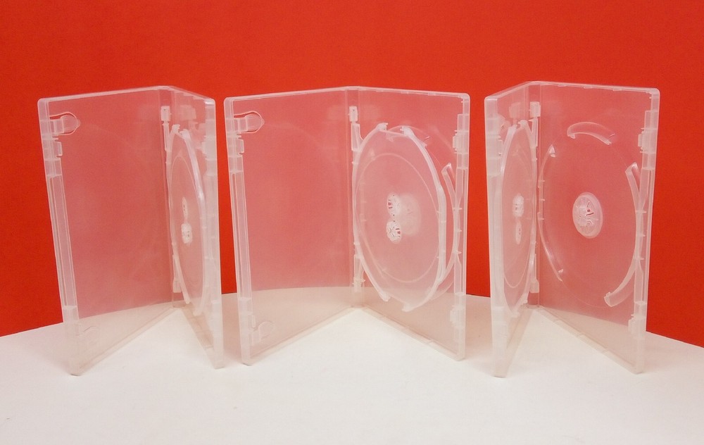 Set of 3 Transparent 3 - Disc DVD , Replacement Cases