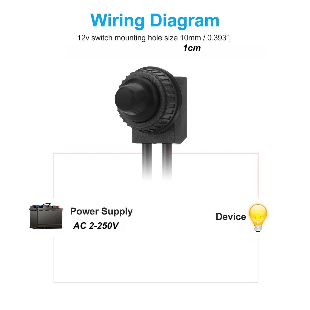 10 Pieces IP67 Waterproof Switch 4.5" Cord for Push Button Motorcycle Accessory