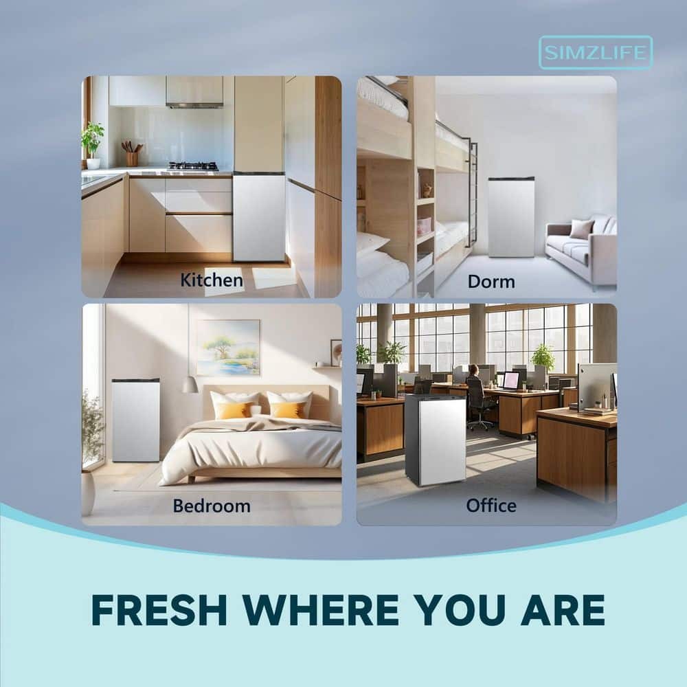 SIMZLIFE 3.2 Cu Ft Compact Mini Refrigerator with Freezer Silver