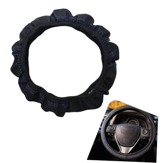 Steering Wheel Cover, Soft Microfiber Leather Double Circle 1 PC Black & Blue