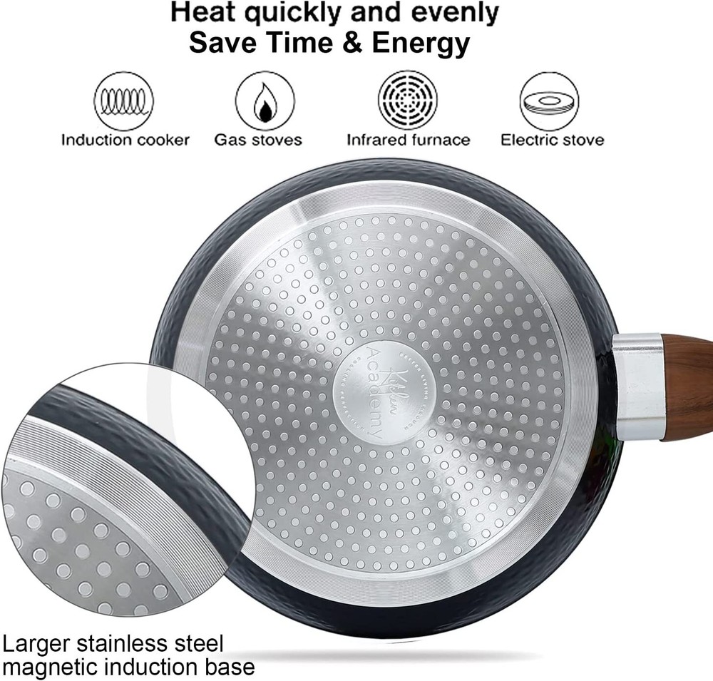 15 Piece Nonstick Induction Cooking Kitchen Cookware Sets Granite Pots and Pans