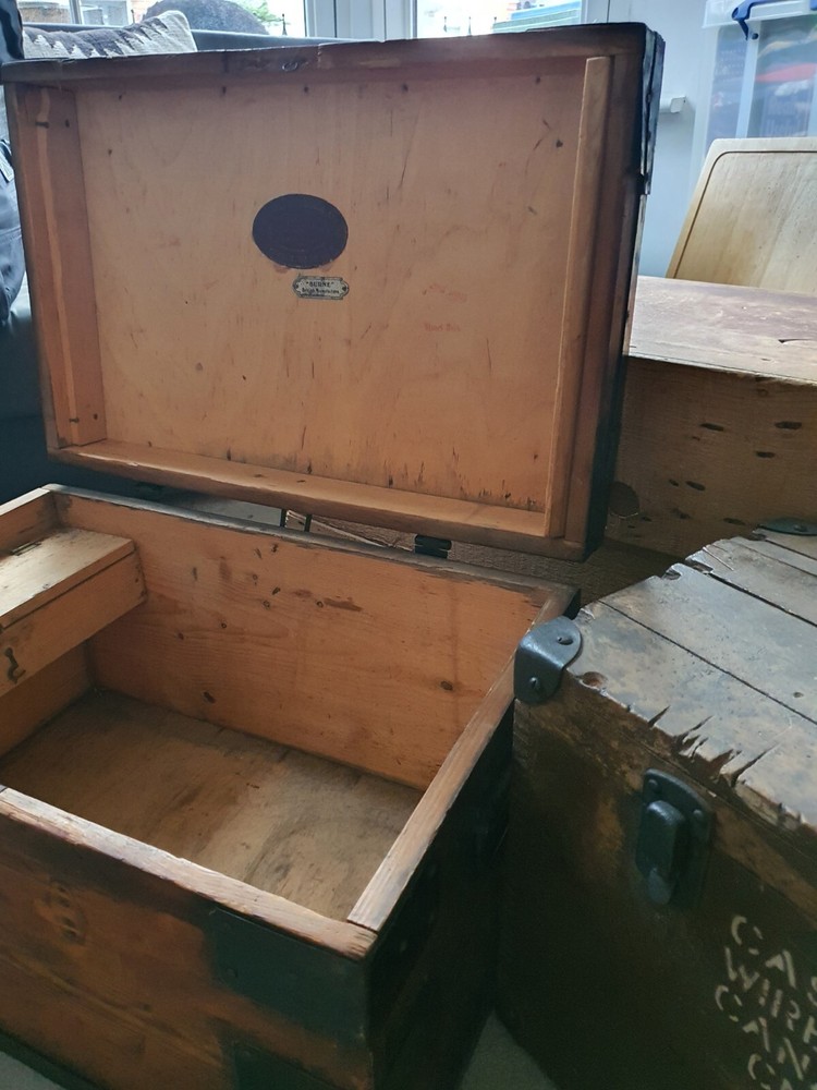 1920s Vintage Flat Top Steamer Trunk