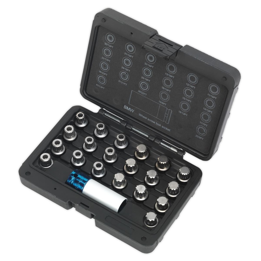 Sealey Locking Wheel Nut Key Set 21pc BMW & Mini Garage Storage Case