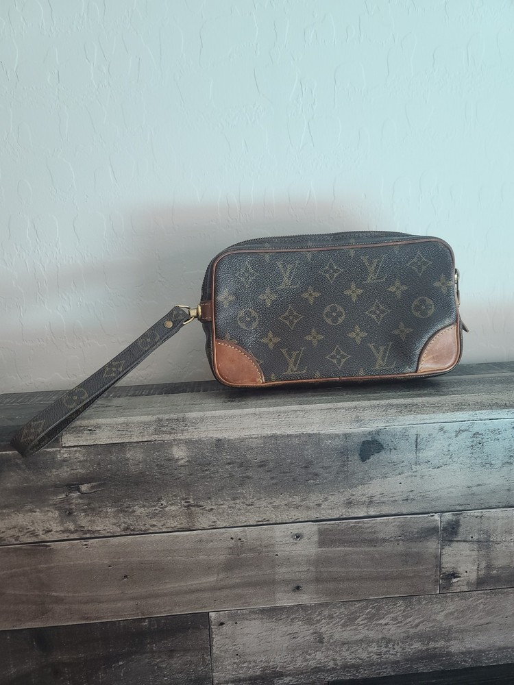 Louis Vuitton Marly Dragonne Monogram Wristlet | Authentic Vintage | With Strap